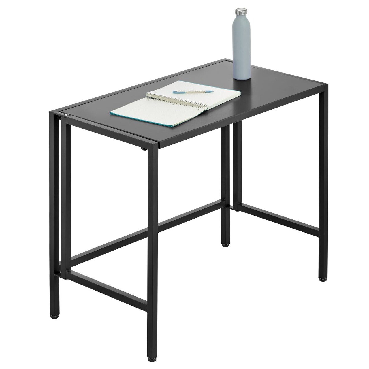 mDesign Folding Desk Adjustable Compact Workstation Metal Table
